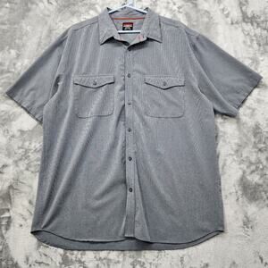 Karbon Shirt Mens XXL Gray Short Sleeves Button Front Casual‎ Preppy Stretch